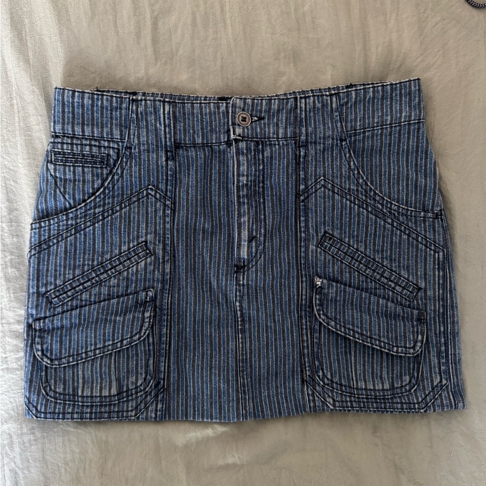 Balenciaga Blue Striped Mini Skirt